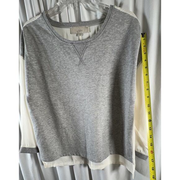 Ann Taylor LOFT Hi-Lo Media Sweatshirt, Gray & Ivory, Sz: S, 73-71 - Picture 9 of 14